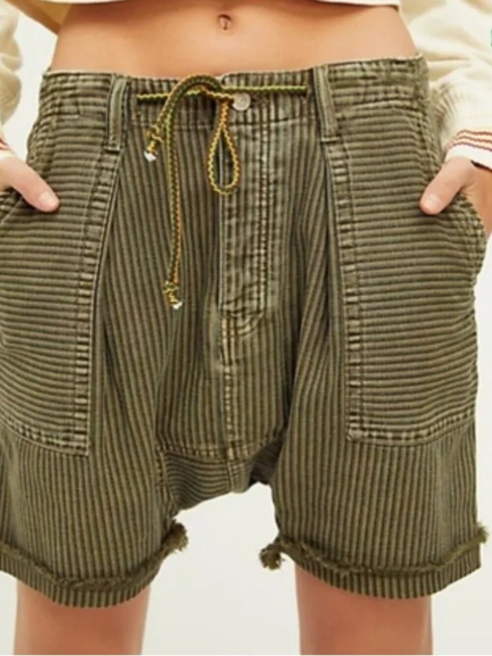NWOT Jaded Gypsy Harem Drop Crotch Striped Drawstring Shorts L/XL